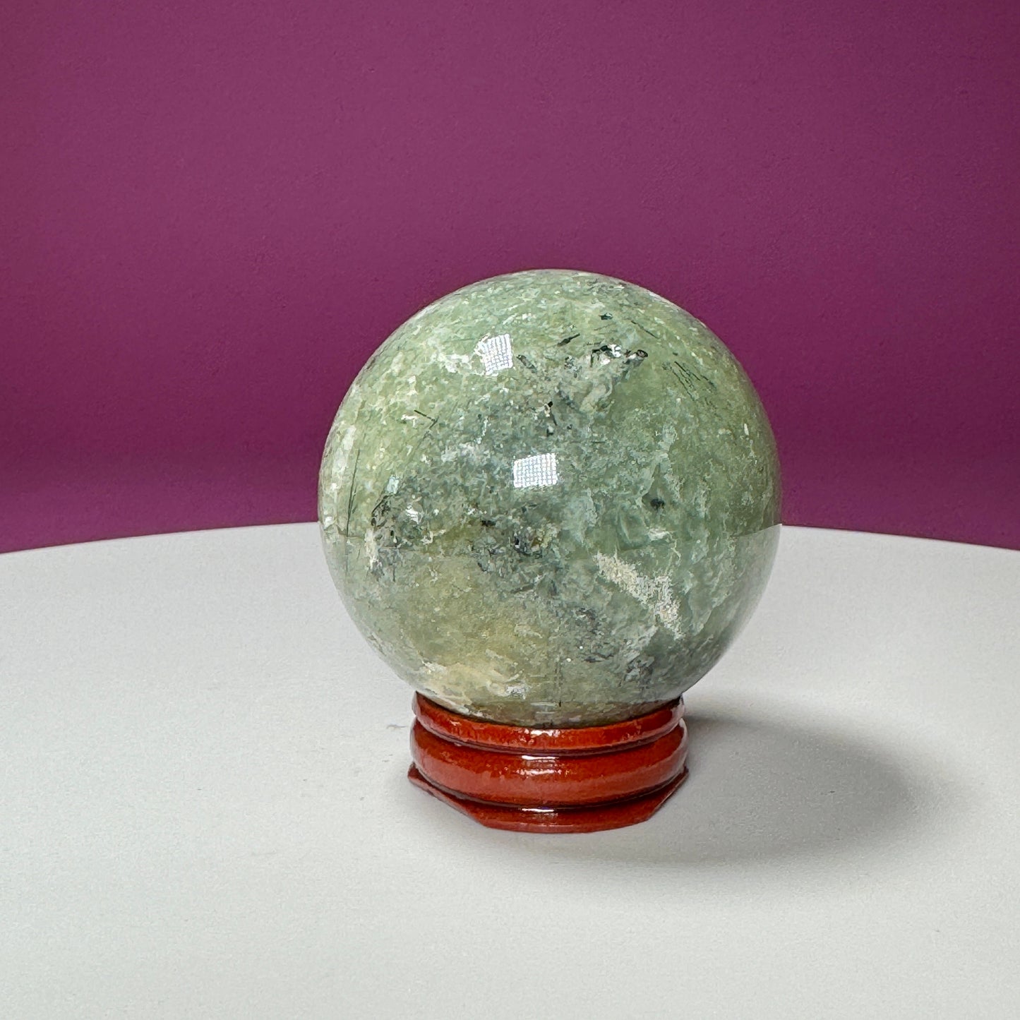 Prehnite Sphere (Includes Wood Stand)