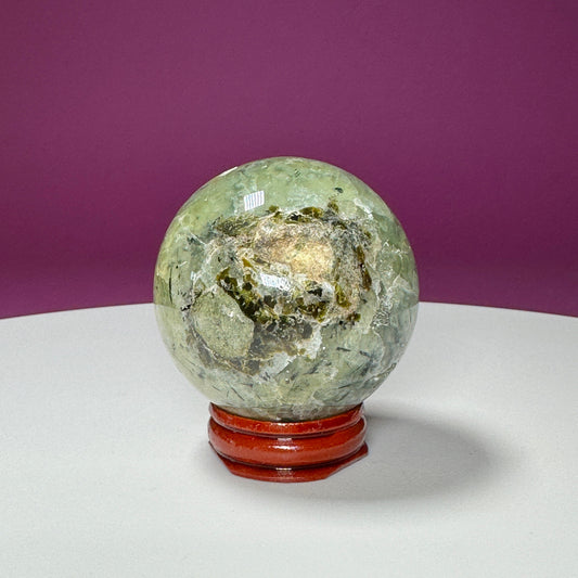 Prehnite Sphere (Includes Wood Stand)