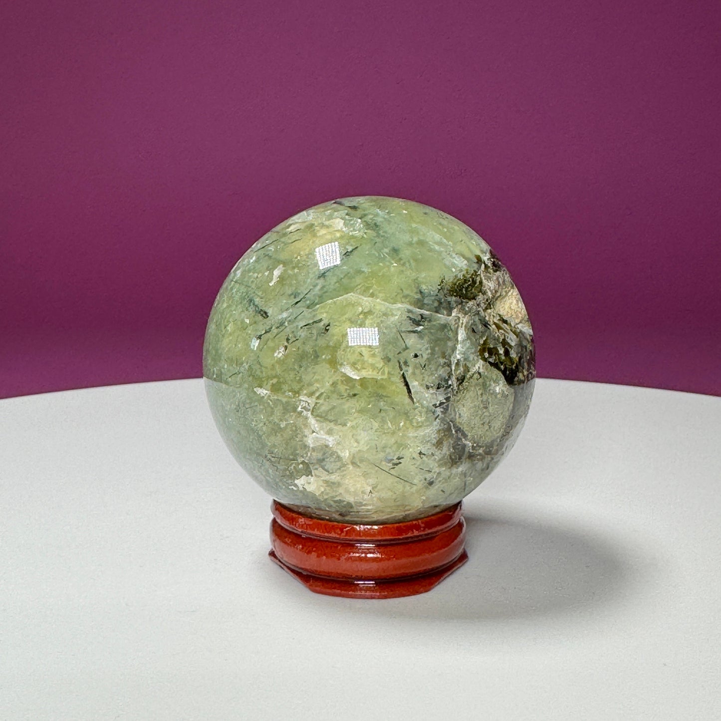 Prehnite Sphere (Includes Wood Stand)