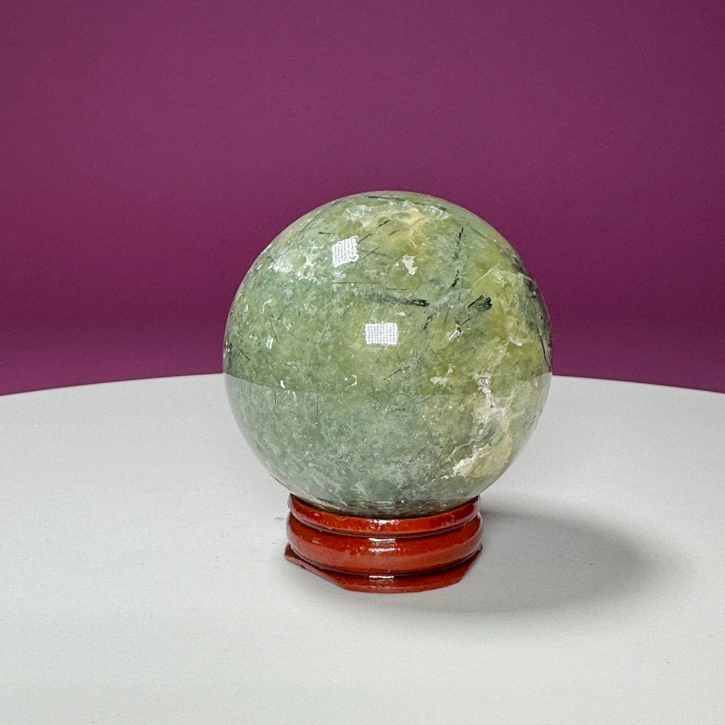 Prehnite Sphere (Includes Wood Stand)