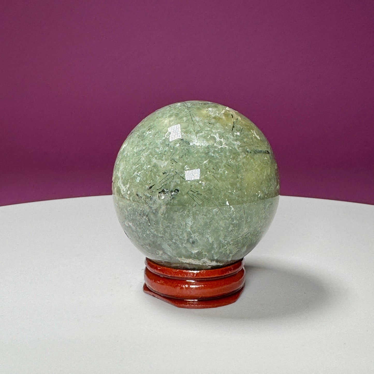 Prehnite Sphere (Includes Wood Stand)