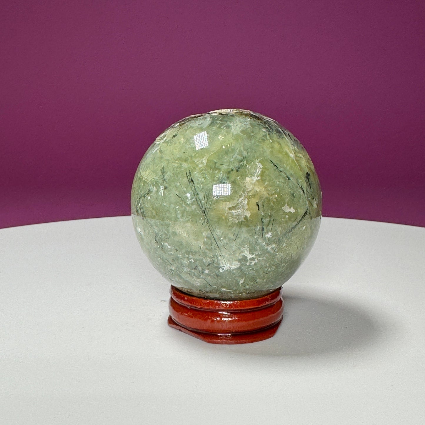 Prehnite Sphere (Includes Wood Stand)