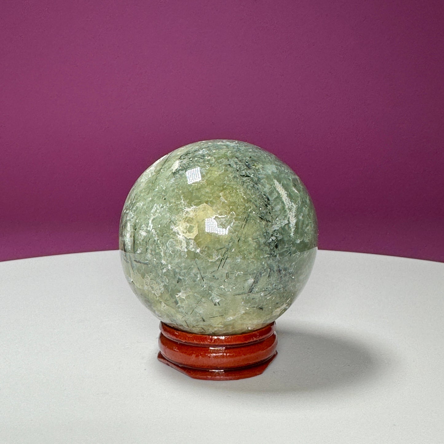 Prehnite Sphere (Includes Wood Stand)