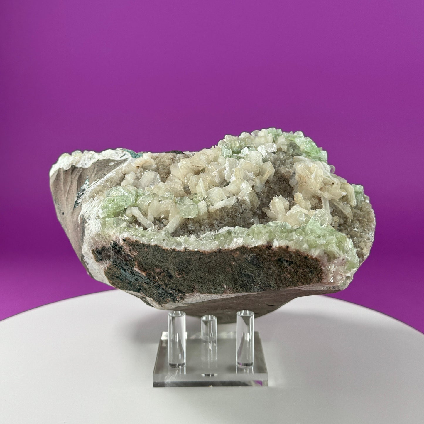 Zeolite with Apophyllite Cluster, Large Cluster (Includes Acrylic Stand)