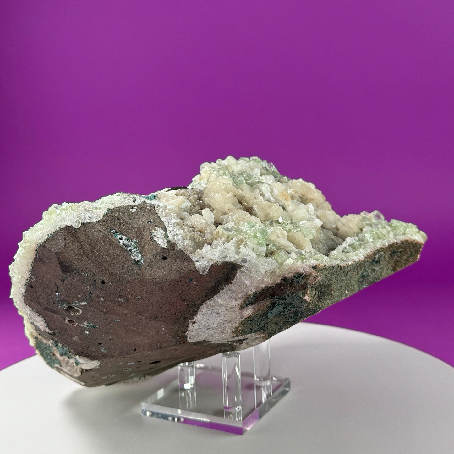 Zeolite with Apophyllite Cluster, Large Cluster (Includes Acrylic Stand)