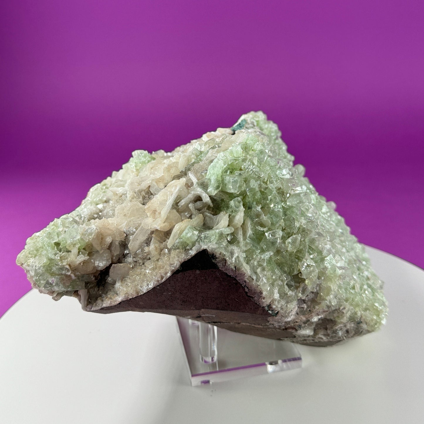 Zeolite with Apophyllite Cluster, Large Cluster (Includes Acrylic Stand)