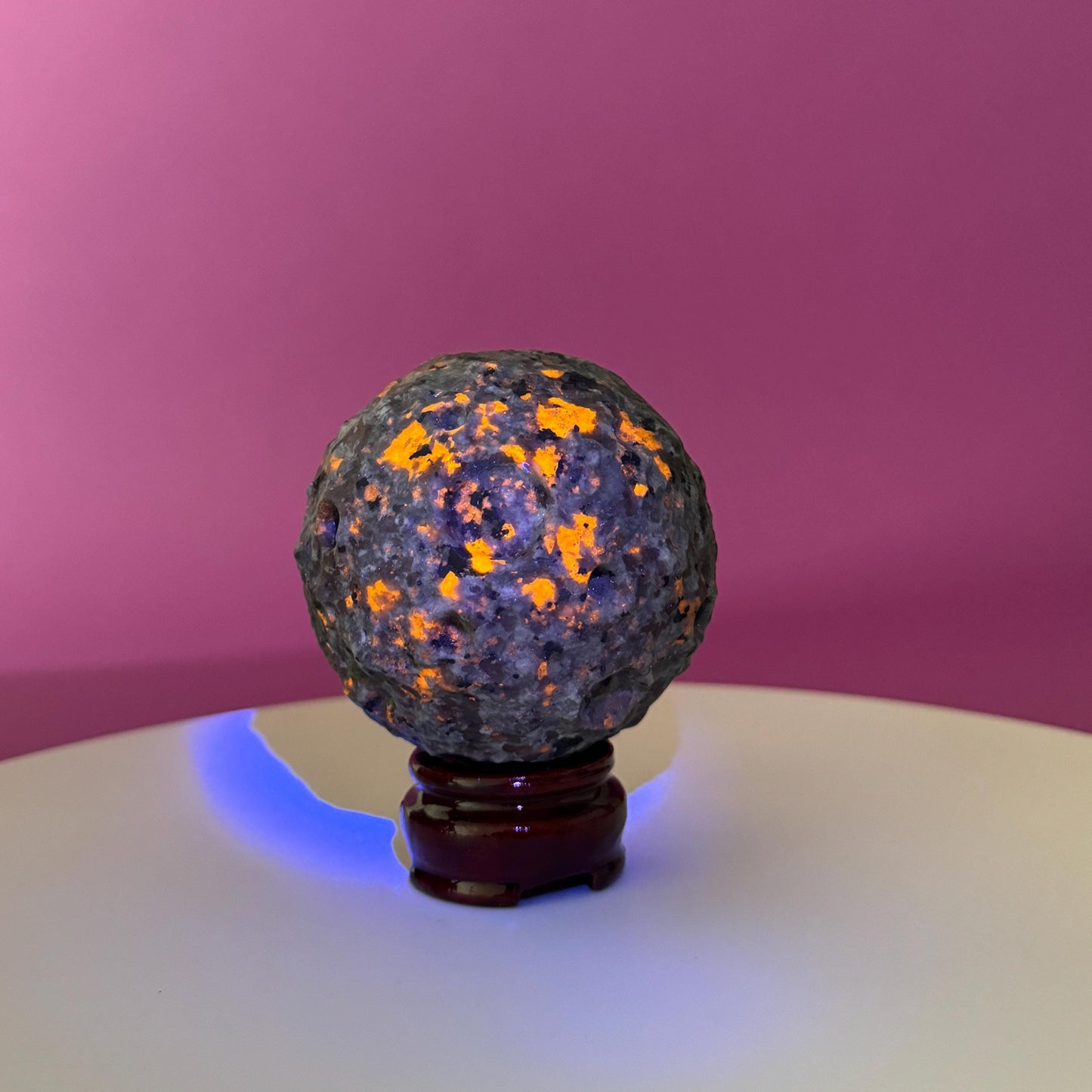 Yooperlite Moon Sphere (Includes Wood Stand)