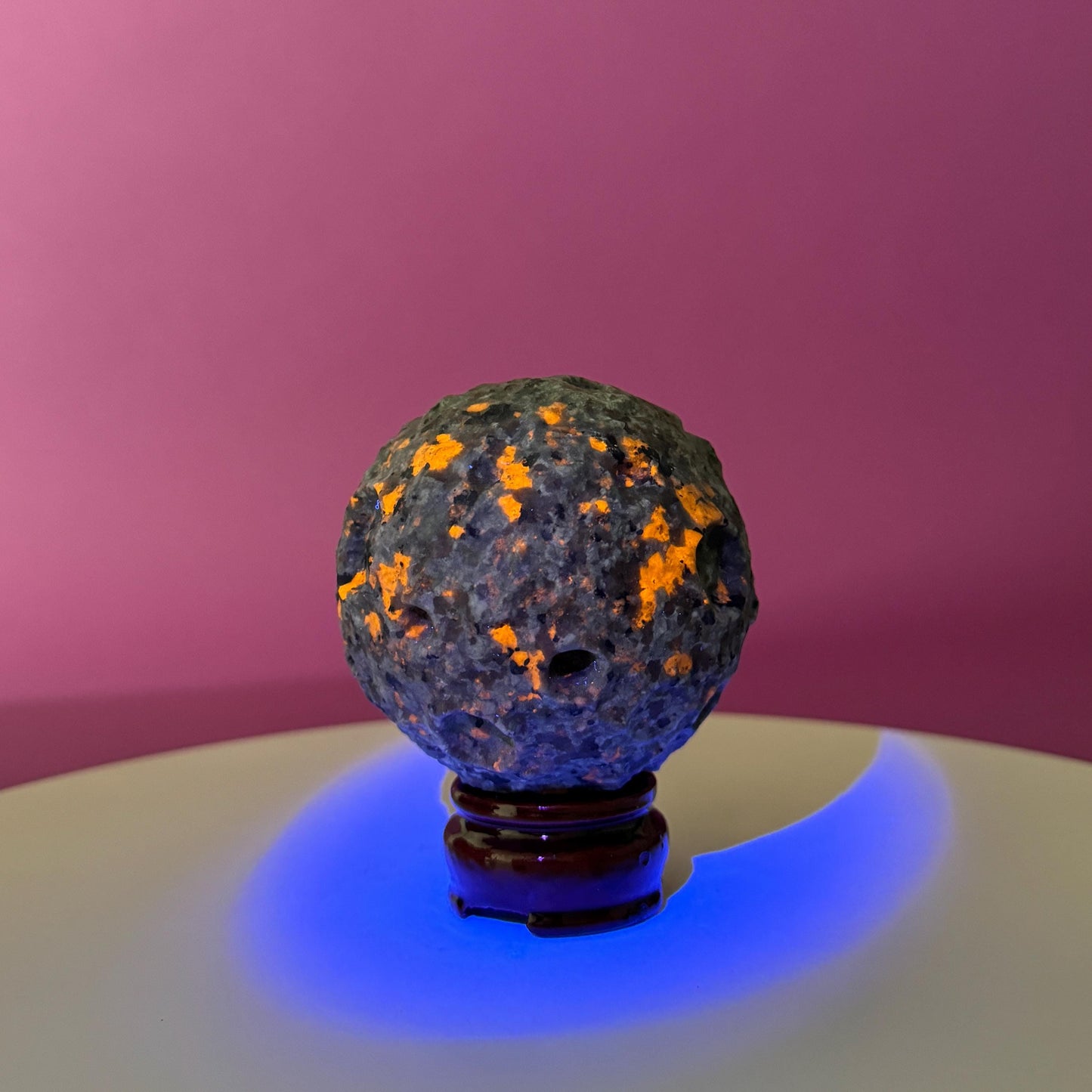 Yooperlite Moon Sphere (Includes Wood Stand)