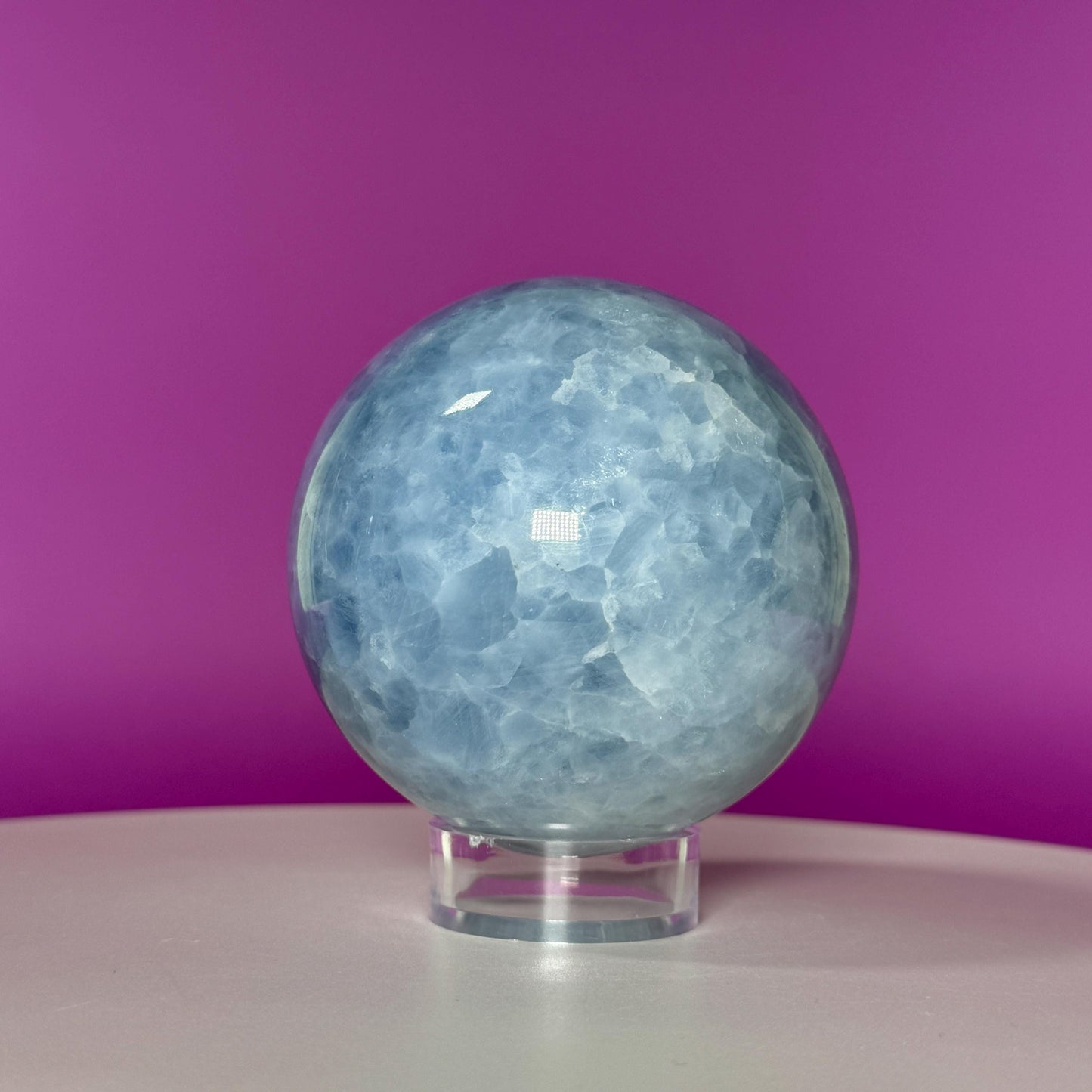 Blue Calcite Sphere (Includes Acrylic Stand), Large Sphere