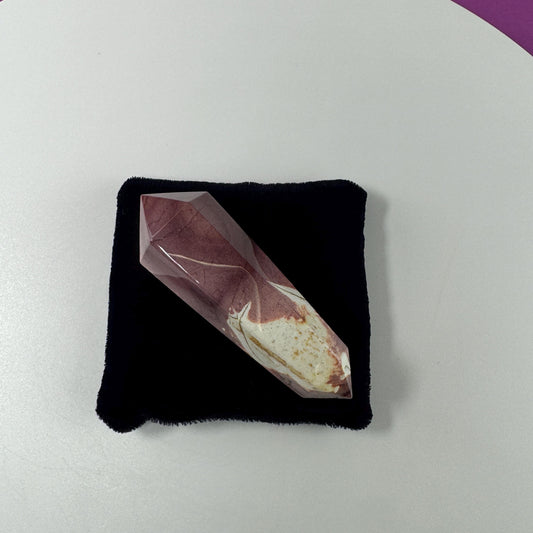 Mookaite Jasper Wand on Dark Purple Velvet Pillow (Australia)