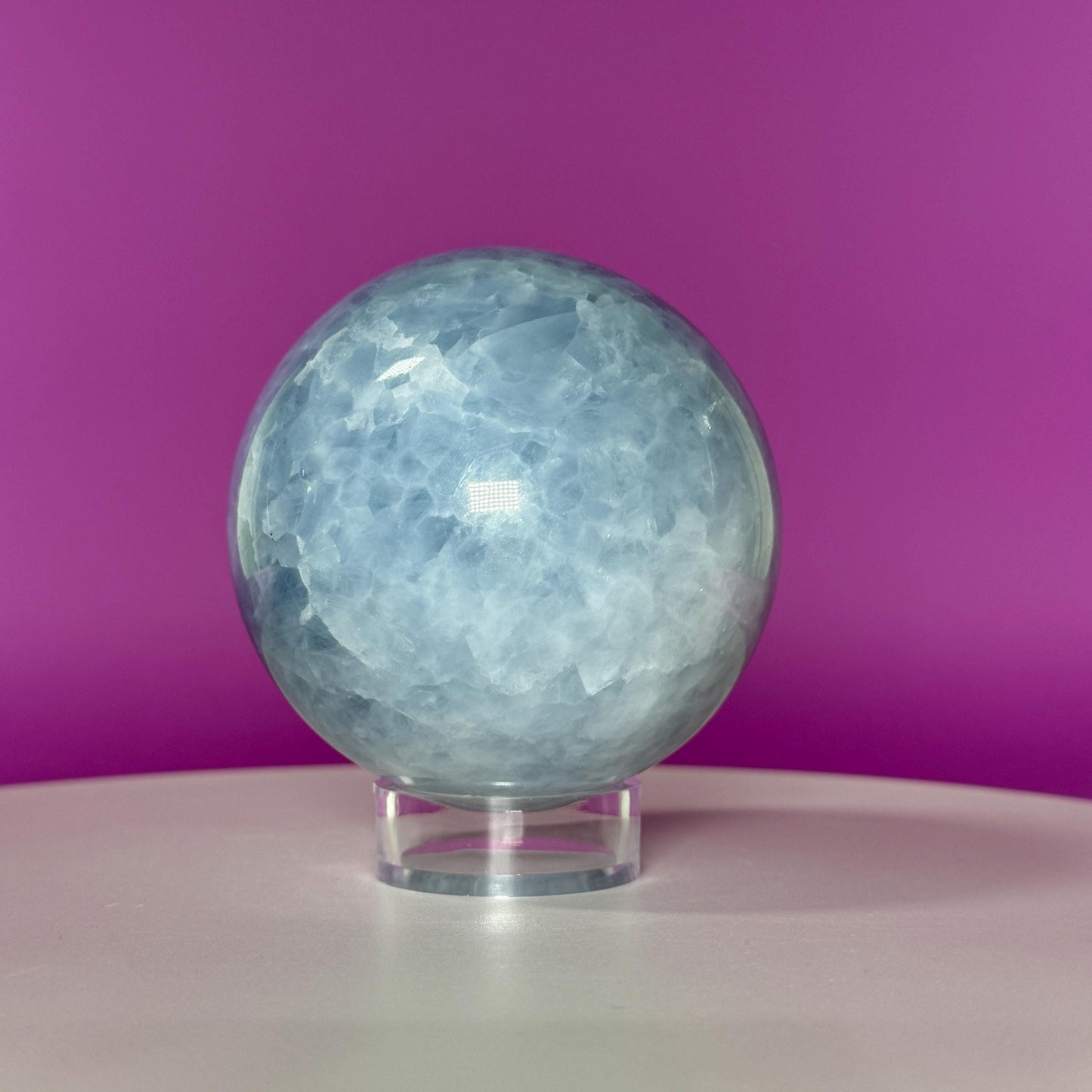 Blue Calcite Sphere (Includes Acrylic Stand), Large Sphere