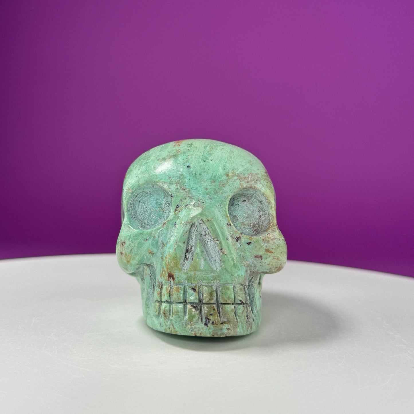 Chrysocolla Skull (Hand Carved)