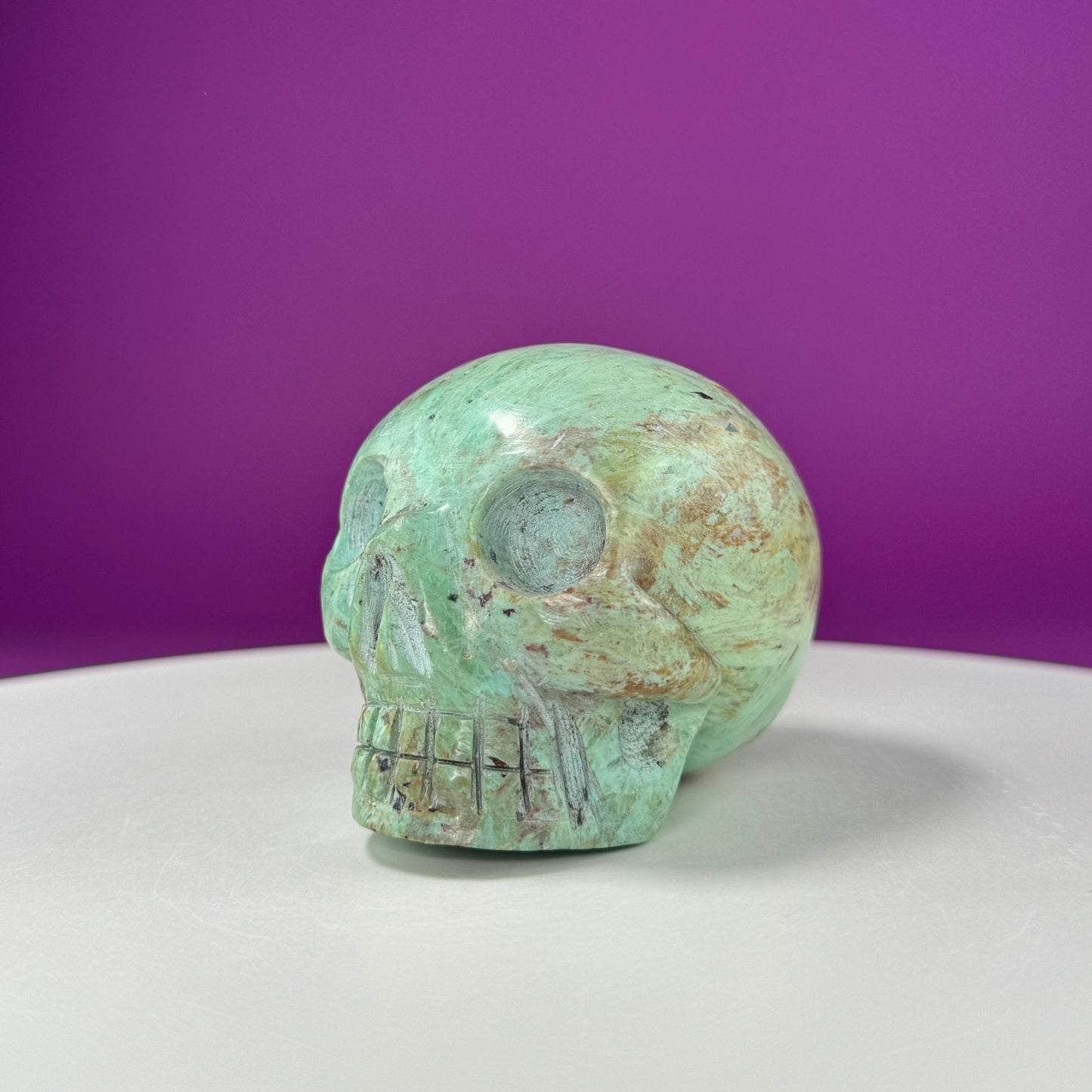 Chrysocolla Skull (Hand Carved)