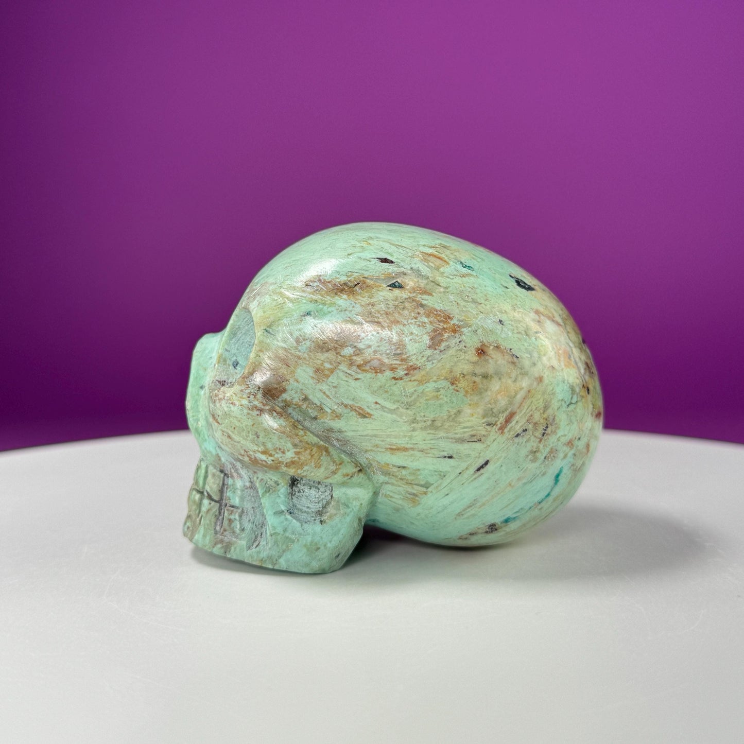 Chrysocolla Skull (Hand Carved)