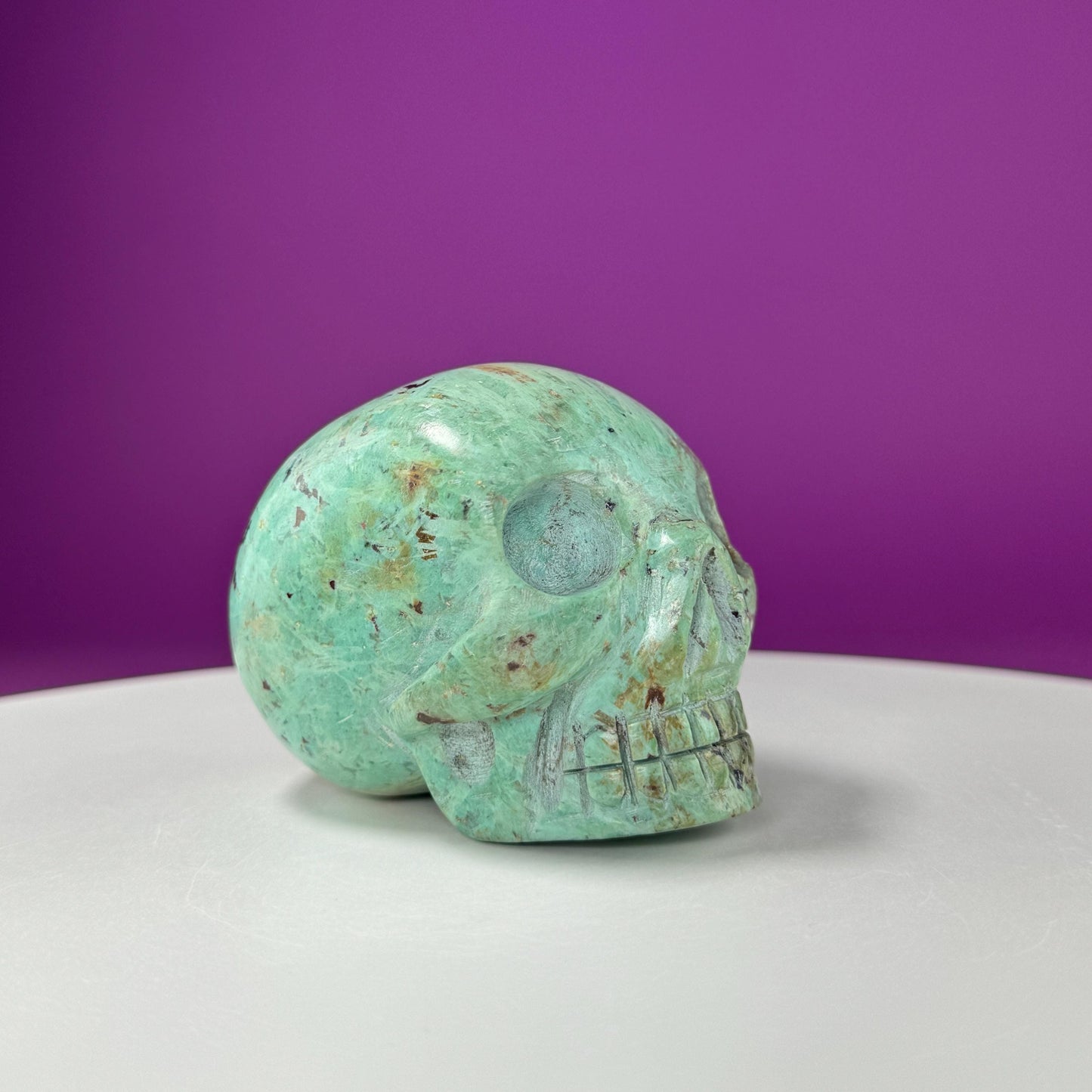 Chrysocolla Skull (Hand Carved)