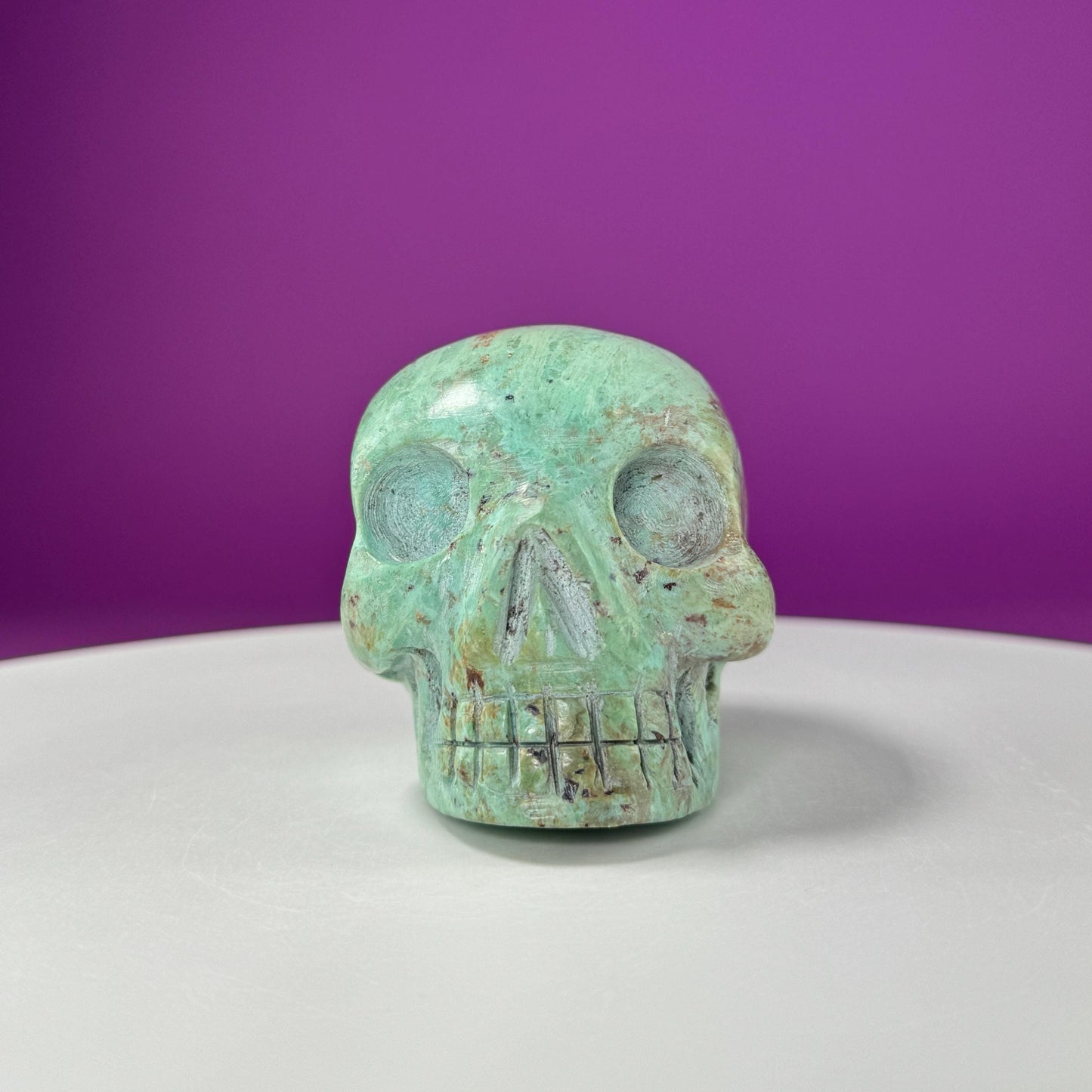 Chrysocolla Skull (Hand Carved)