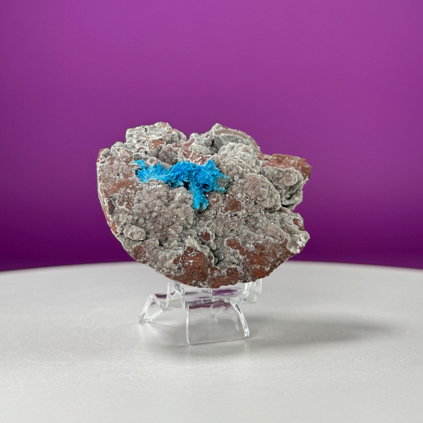 Cavansite Specimen in Matrix (Includes Acrylic Stand)