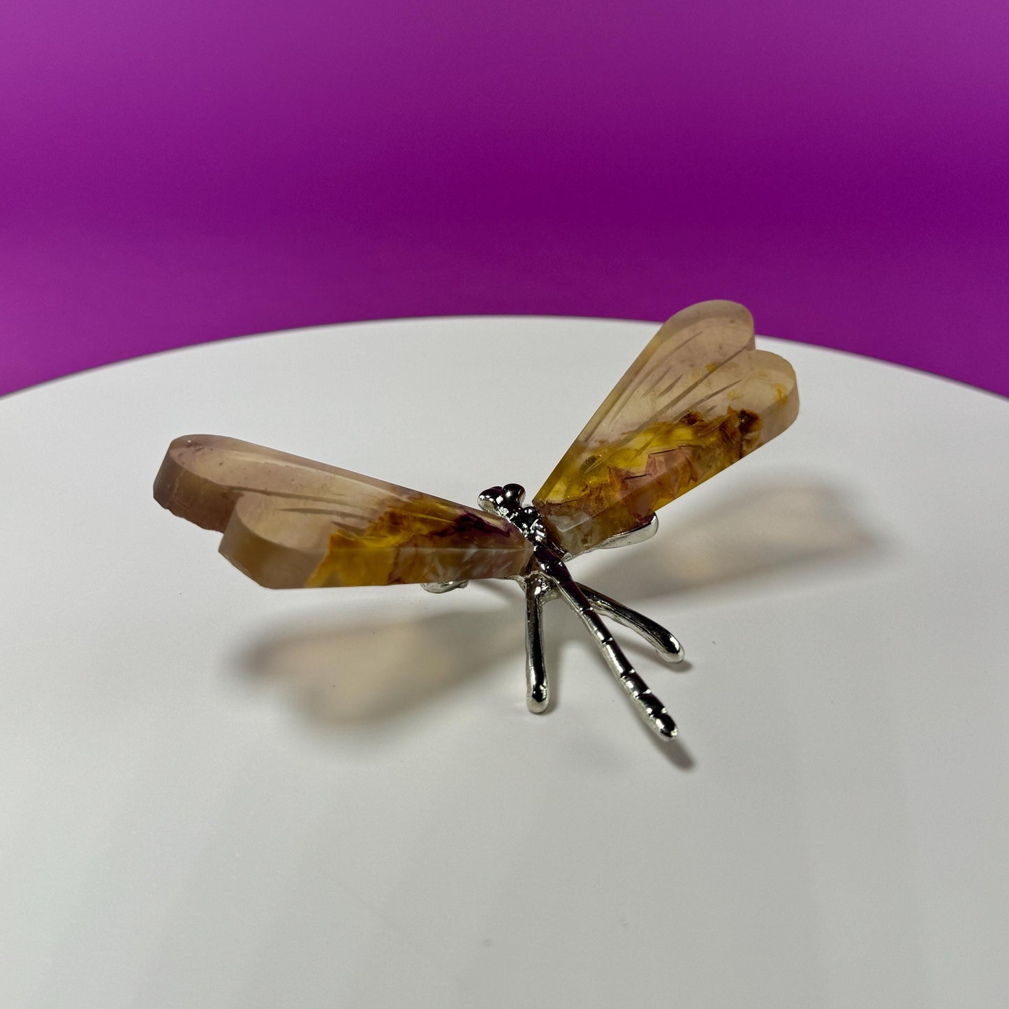 Yellow Fluorite Dragonfly Carving