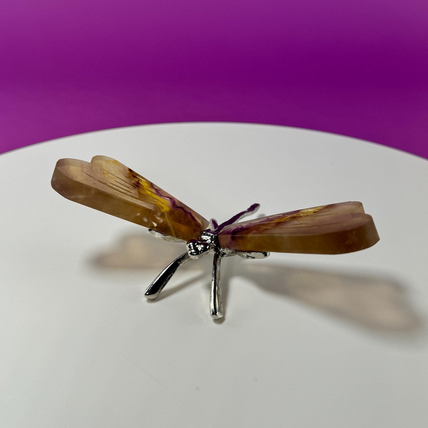 Yellow Fluorite Dragonfly Carving