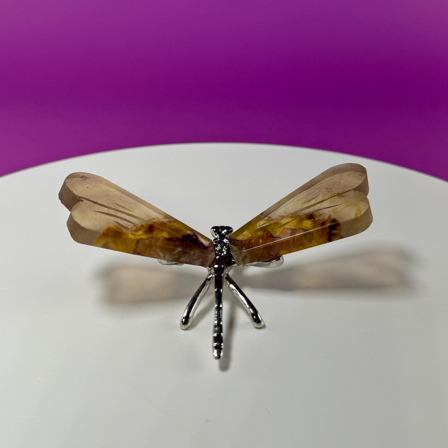 Yellow Fluorite Dragonfly Carving