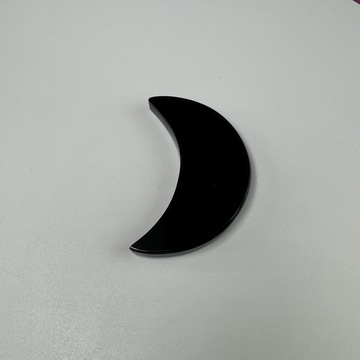 Black Obsidian Moon Carving