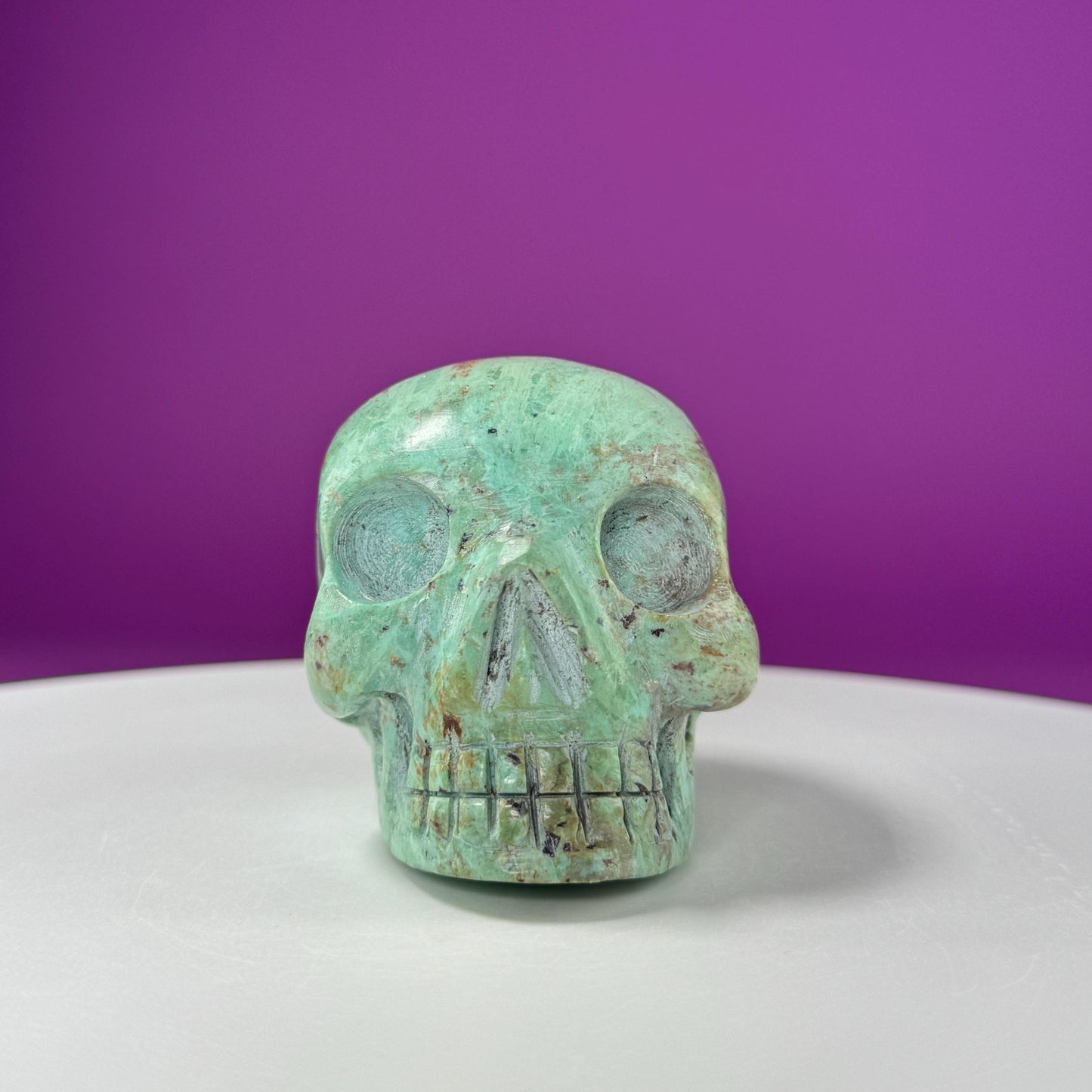 Chrysocolla Skull (Hand Carved)