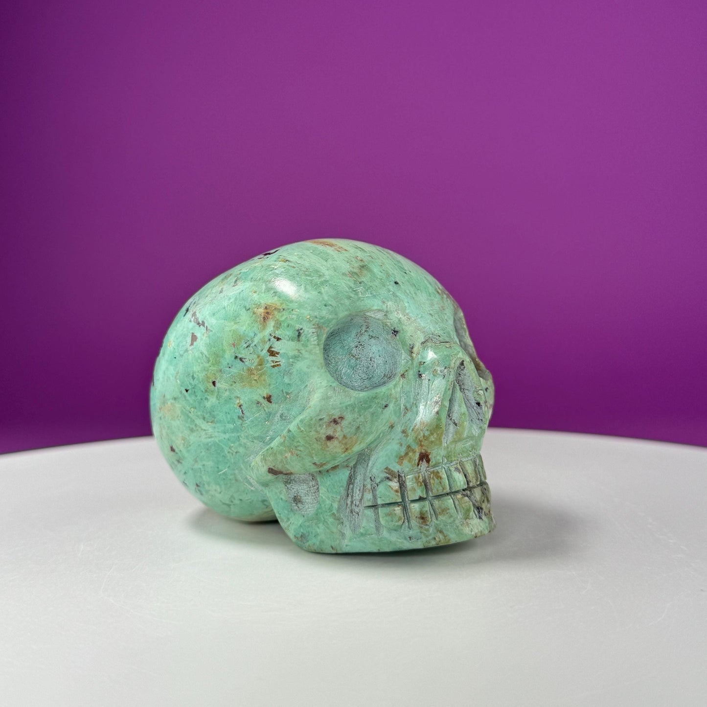 Chrysocolla Skull (Hand Carved)