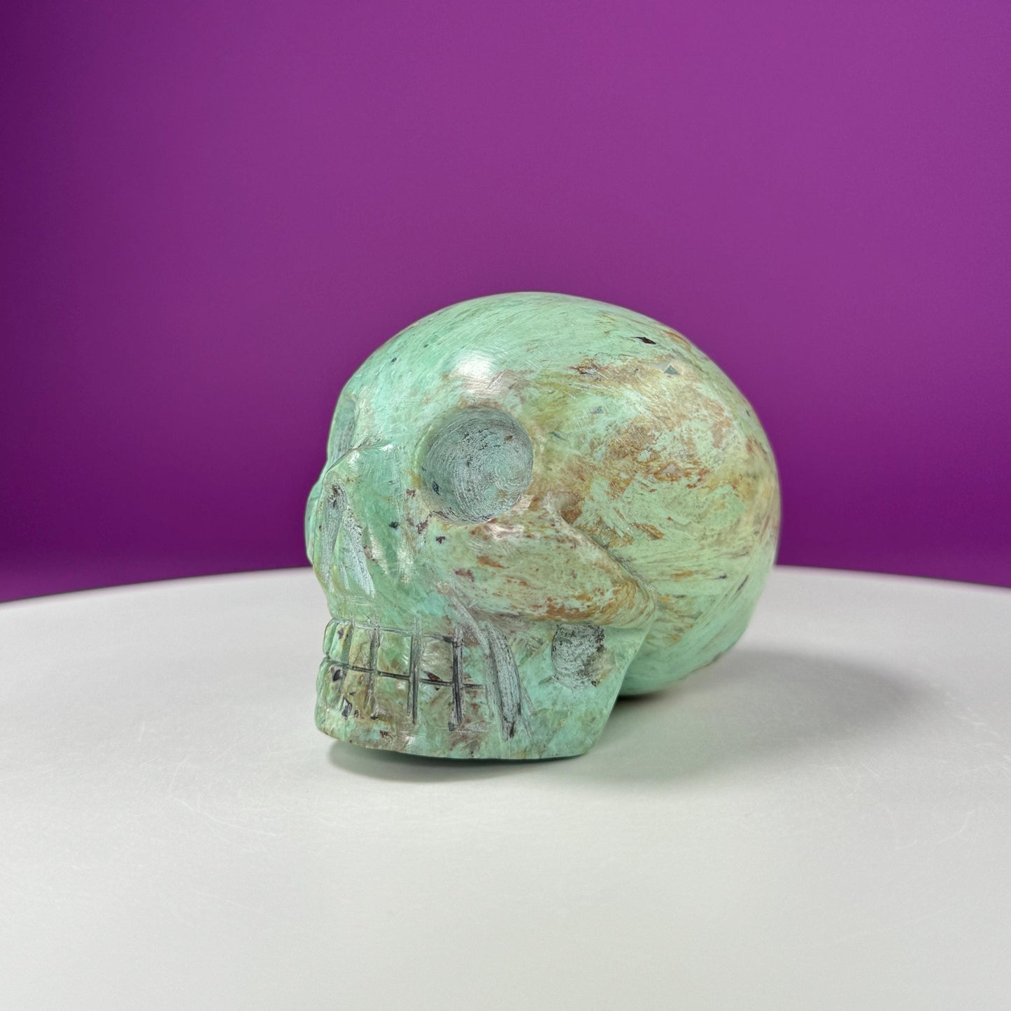 Chrysocolla Skull (Hand Carved)