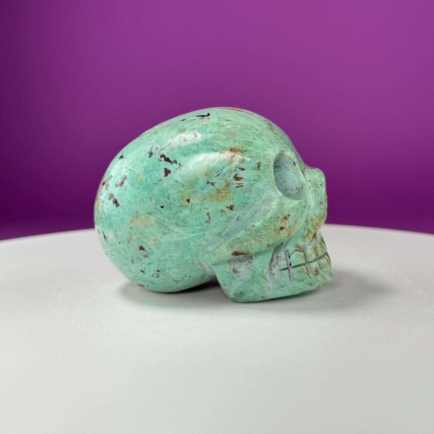 Chrysocolla Skull (Hand Carved)