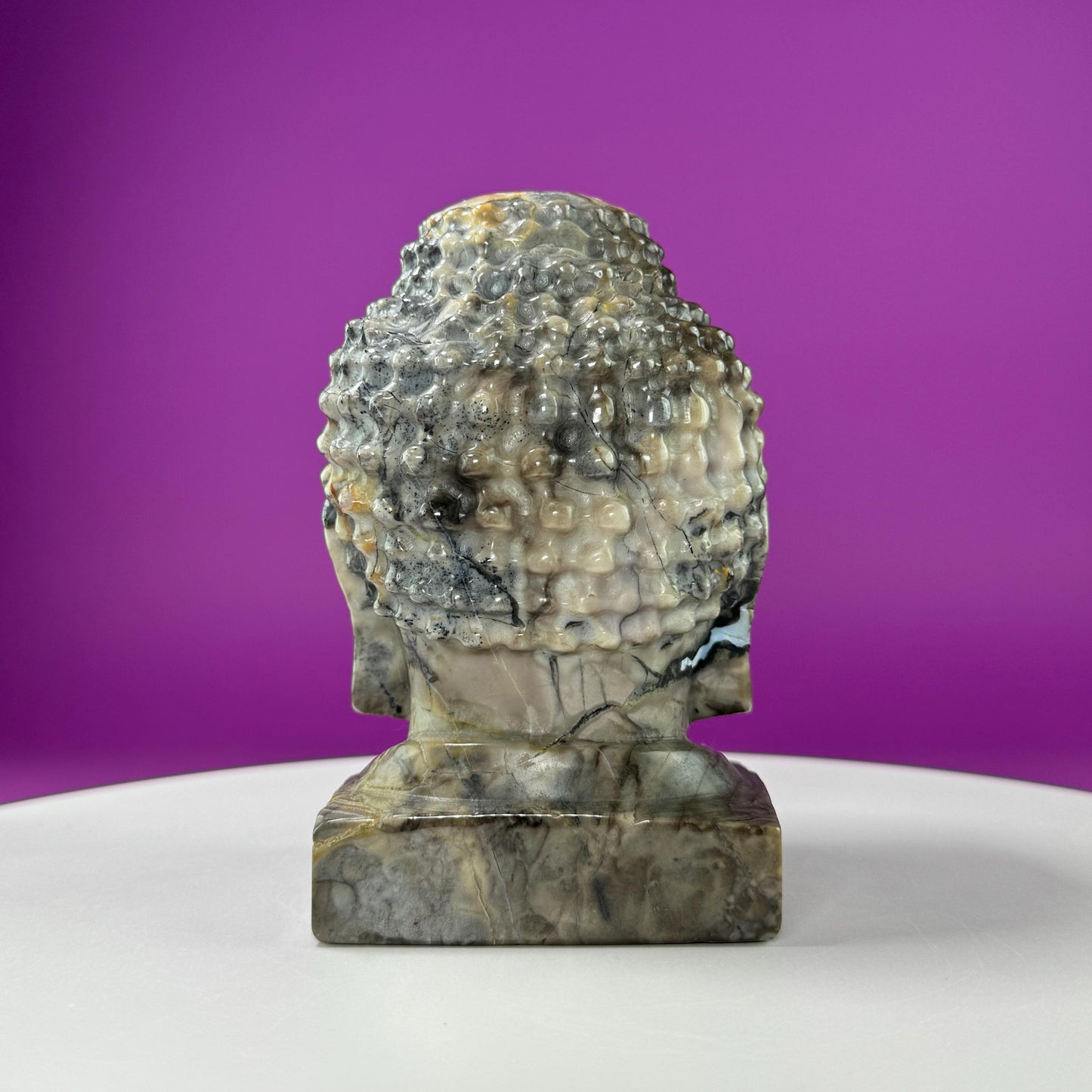 Volcanic Agate Buddha Head Carving, UV Reactive