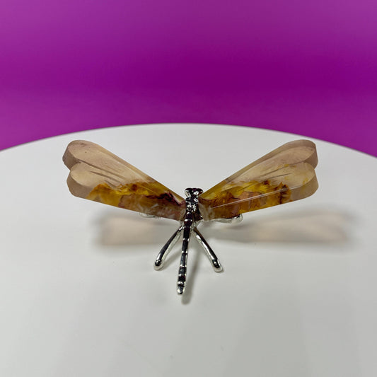 Yellow Fluorite Dragonfly Carving