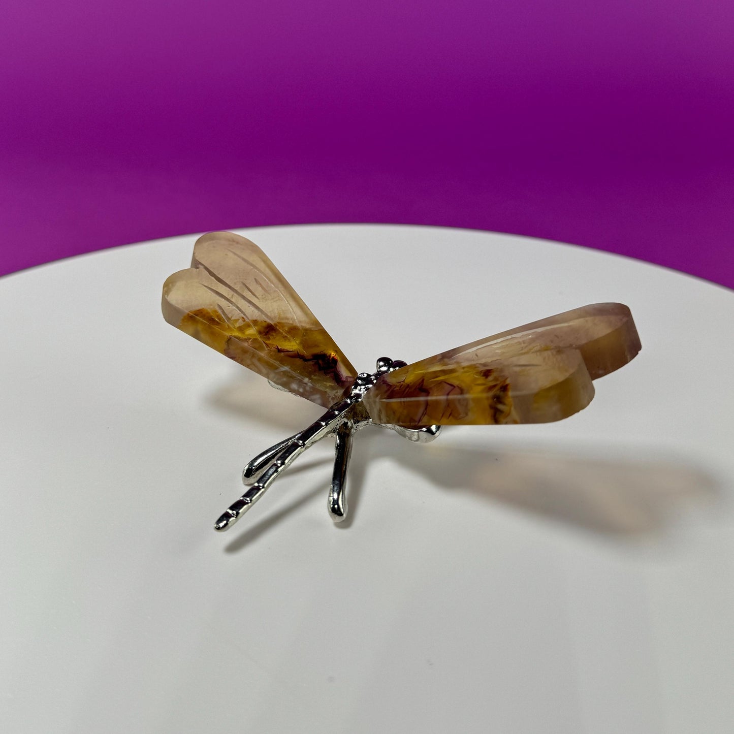 Yellow Fluorite Dragonfly Carving