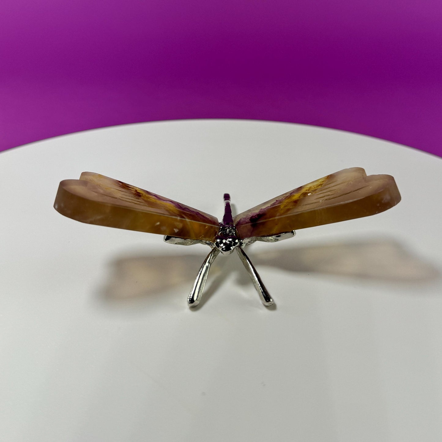 Yellow Fluorite Dragonfly Carving