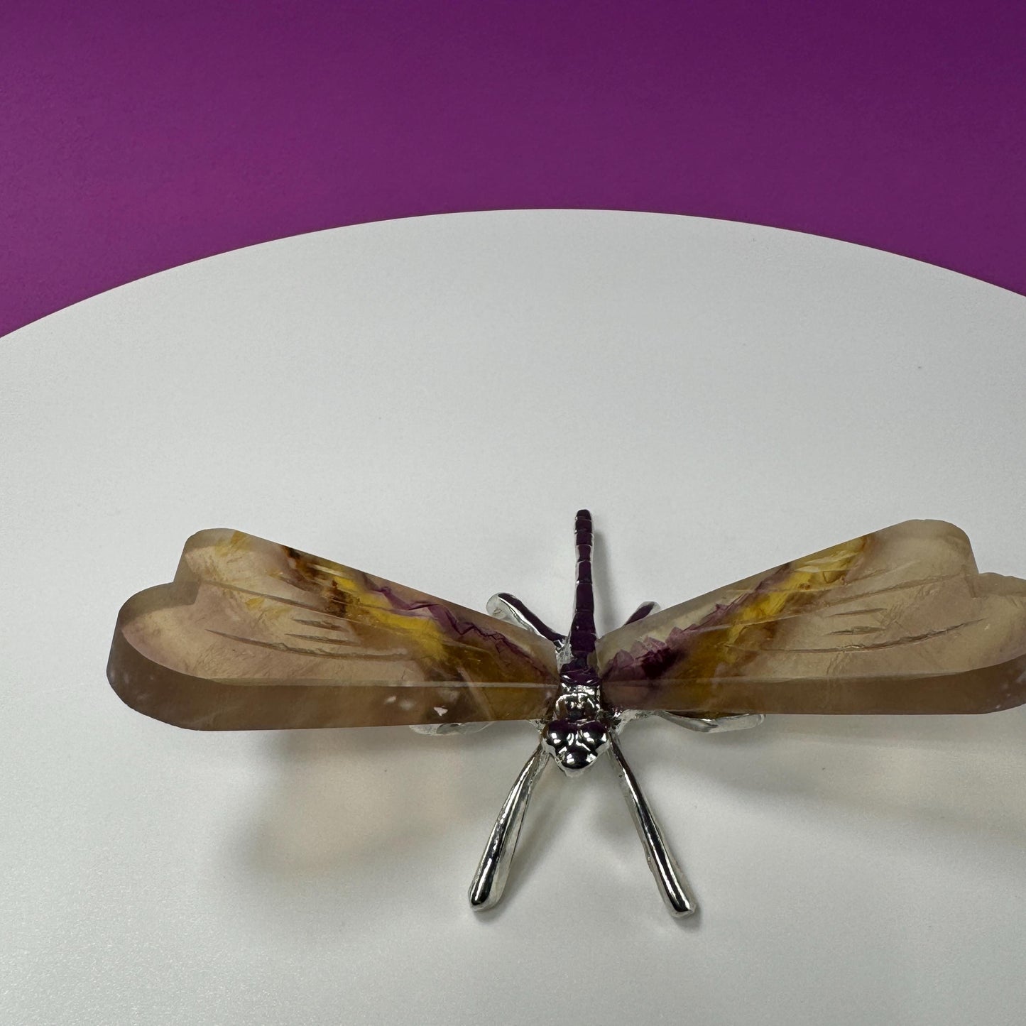 Yellow Fluorite Dragonfly Carving