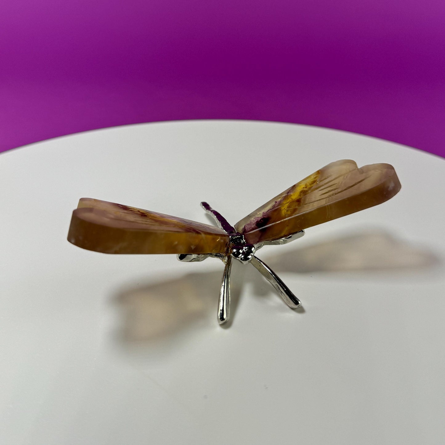 Yellow Fluorite Dragonfly Carving