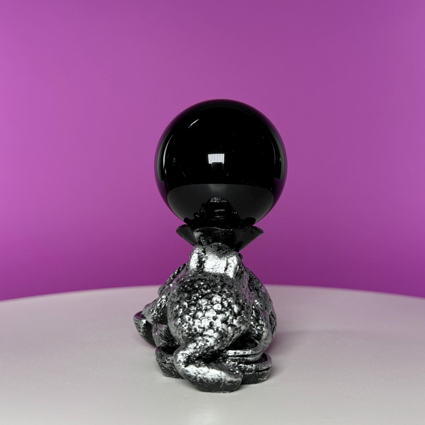 Rainbow Obsidian Sphere and Money Toad Sphere Stand