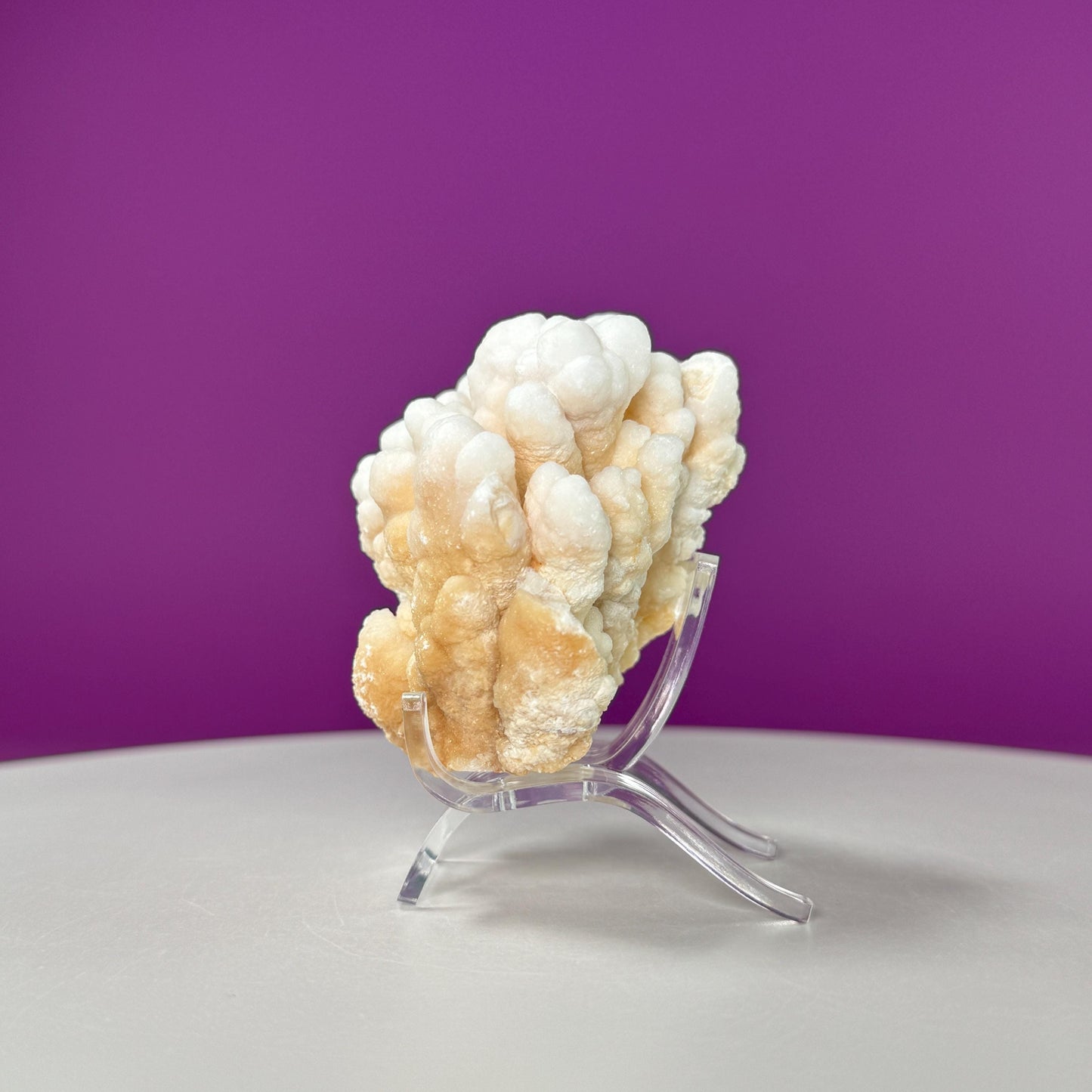 Botryoidal Aragonite Cave Calcite (Morocco) (Includes Acrylic Stand), UV Reactive