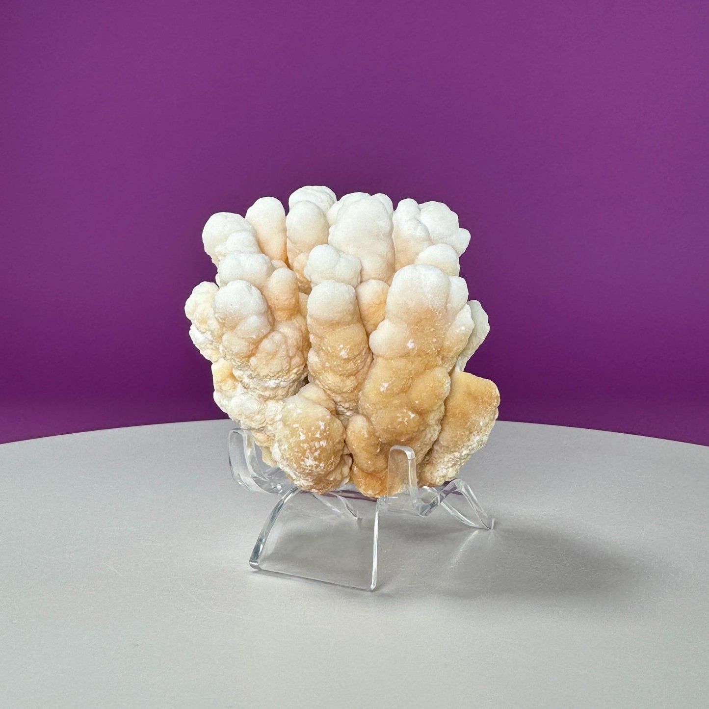 Botryoidal Aragonite Cave Calcite (Morocco) (Includes Acrylic Stand), UV Reactive