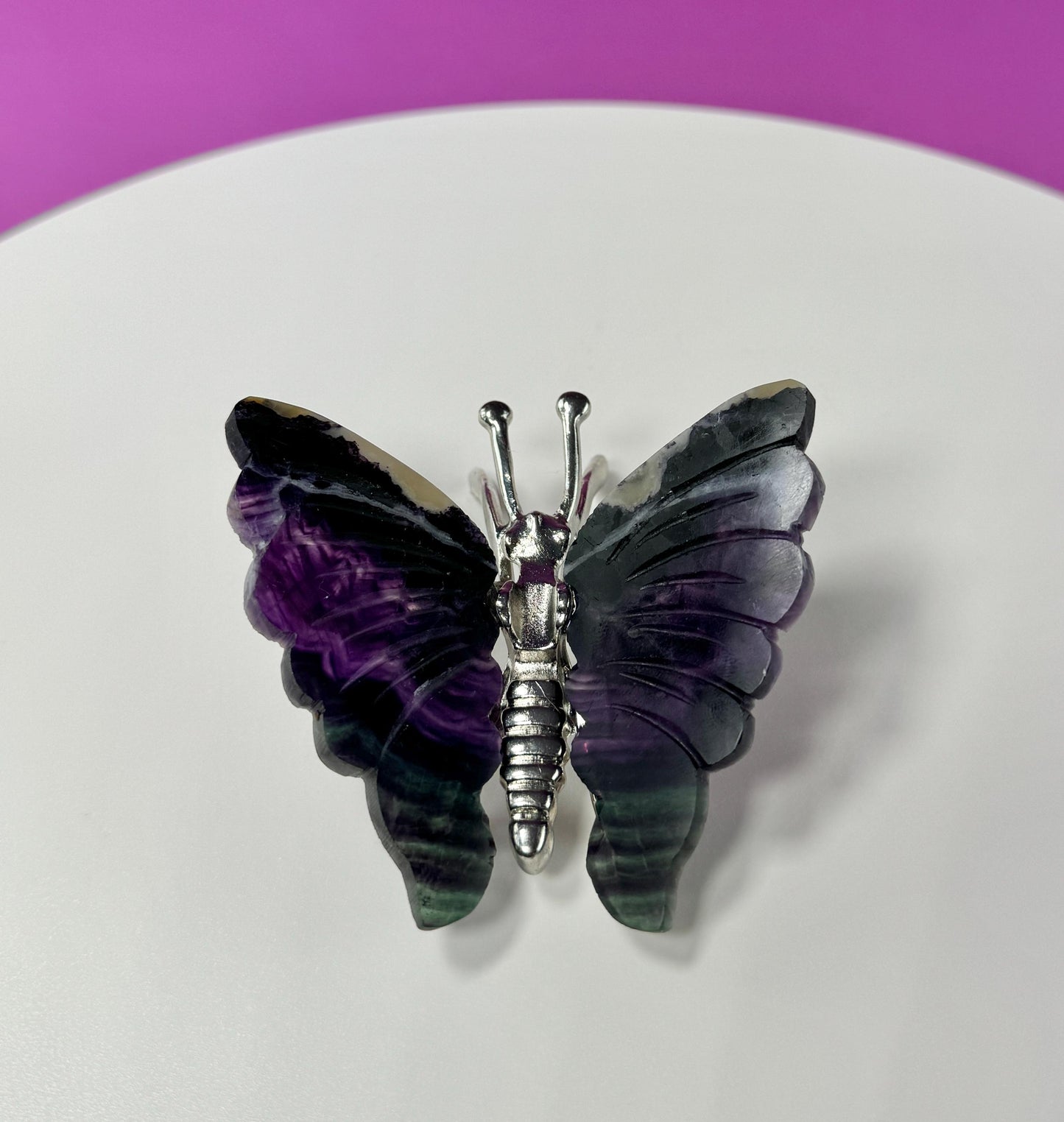 Purple Fluorite Butterfly Carving