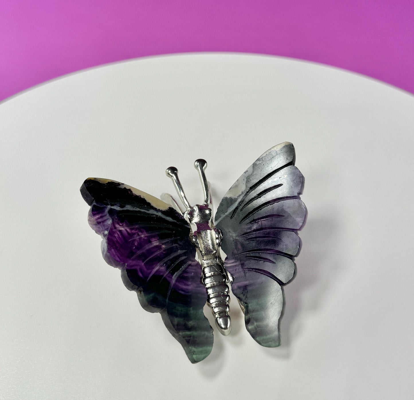 Purple Fluorite Butterfly Carving