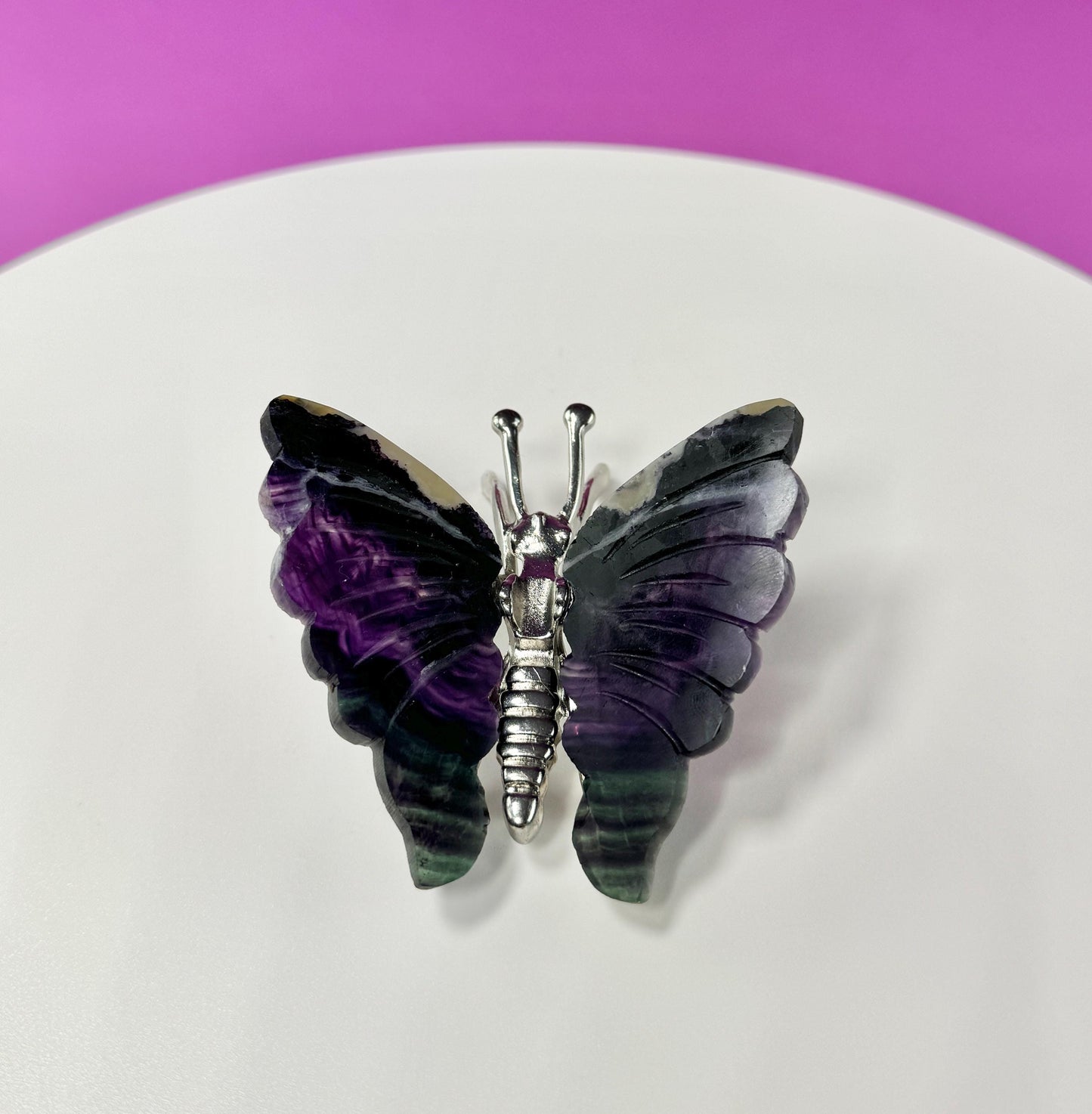 Purple Fluorite Butterfly Carving