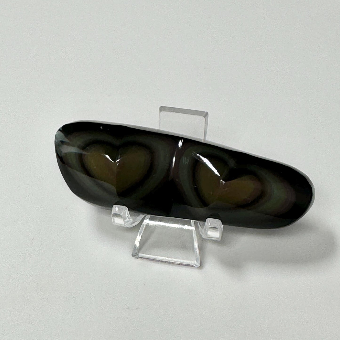 Rainbow Obsidian Double Heart Carving (Mexico) (Includes Acrylic Stand)