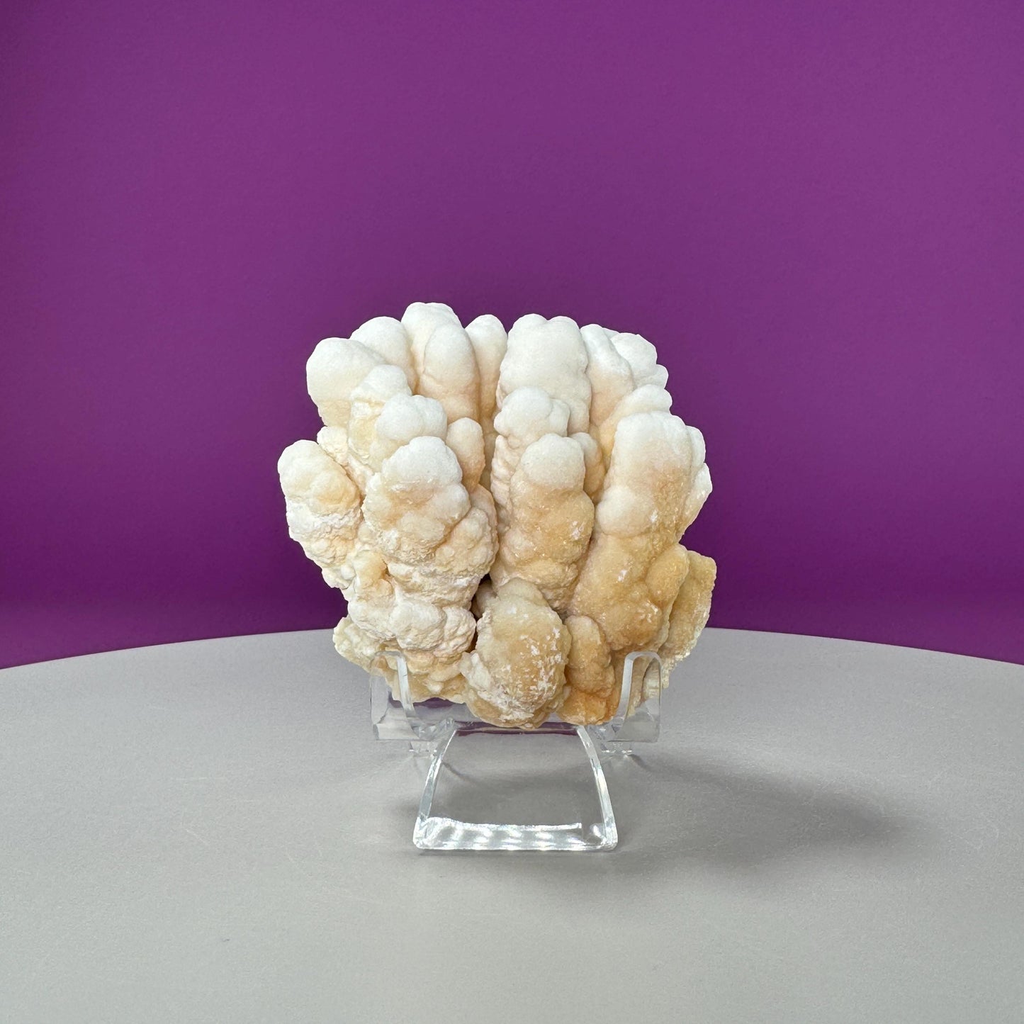 Botryoidal Aragonite Cave Calcite (Morocco) (Includes Acrylic Stand), UV Reactive