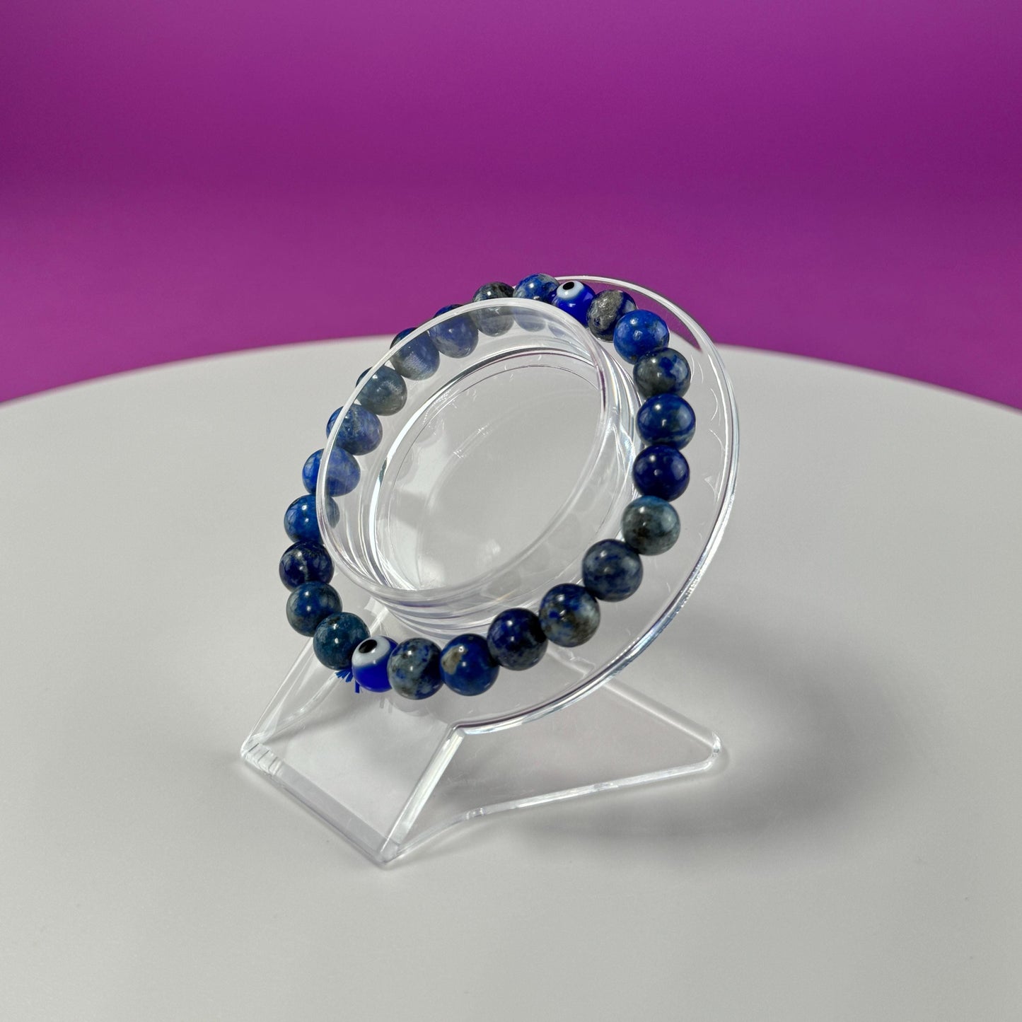 Lapis Lazuli Evil Eye Bracelet  8 Millimeter Beads - SAVE On Multiple Bracelets!!