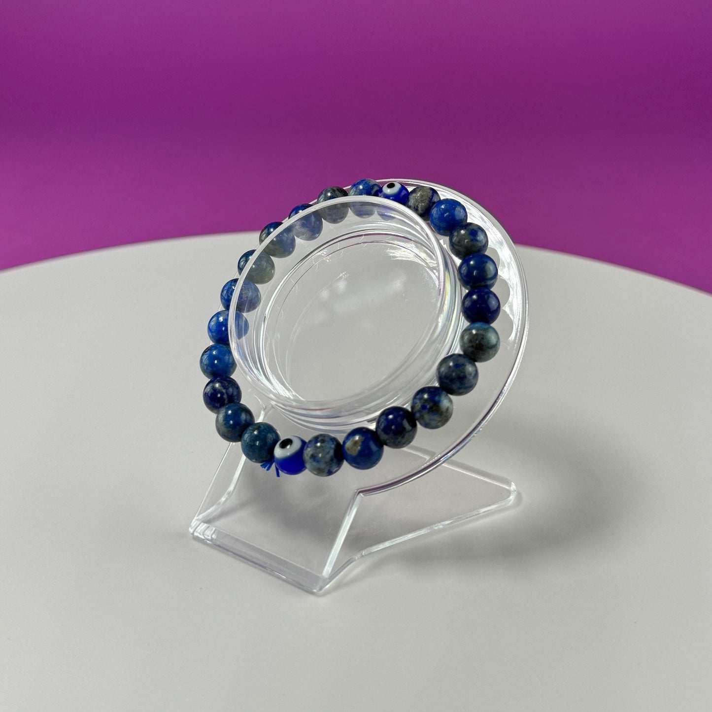 Lapis Lazuli Evil Eye Bracelet  8 Millimeter Beads - SAVE On Multiple Bracelets!!