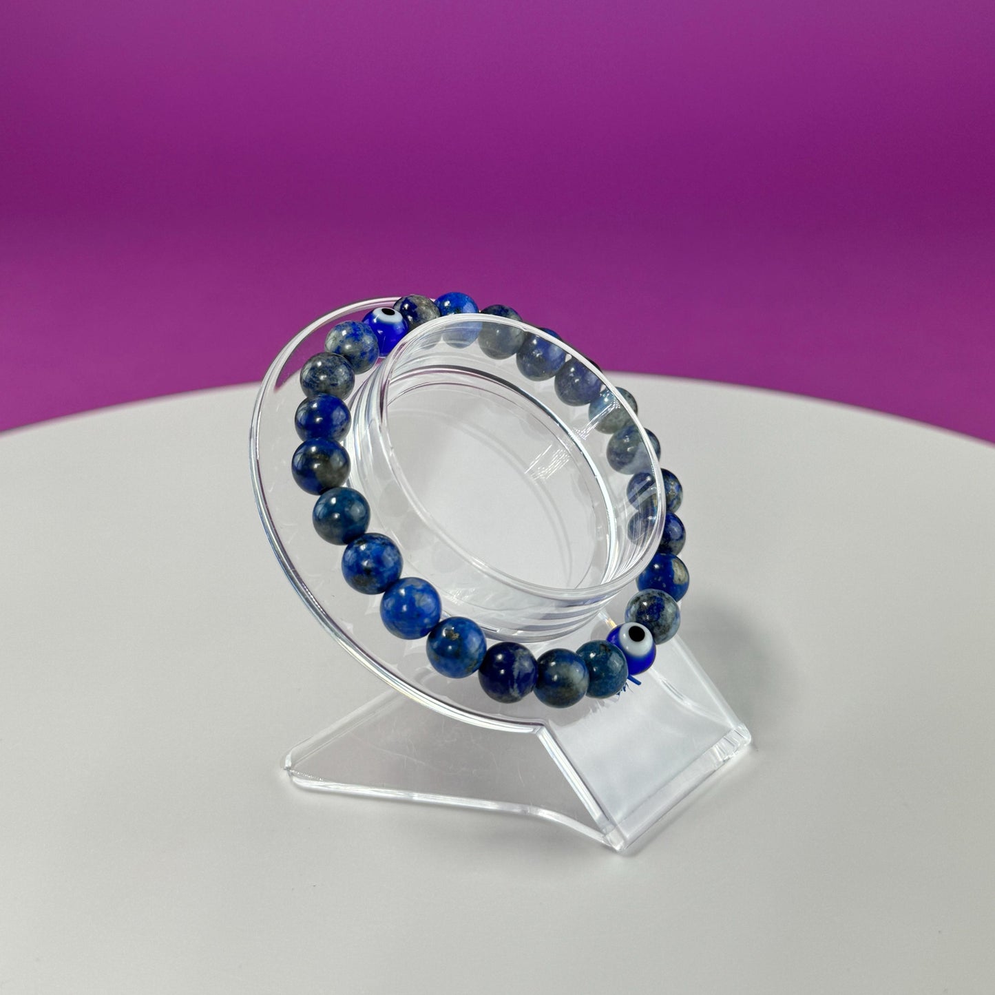 Lapis Lazuli Evil Eye Bracelet  8 Millimeter Beads - SAVE On Multiple Bracelets!!