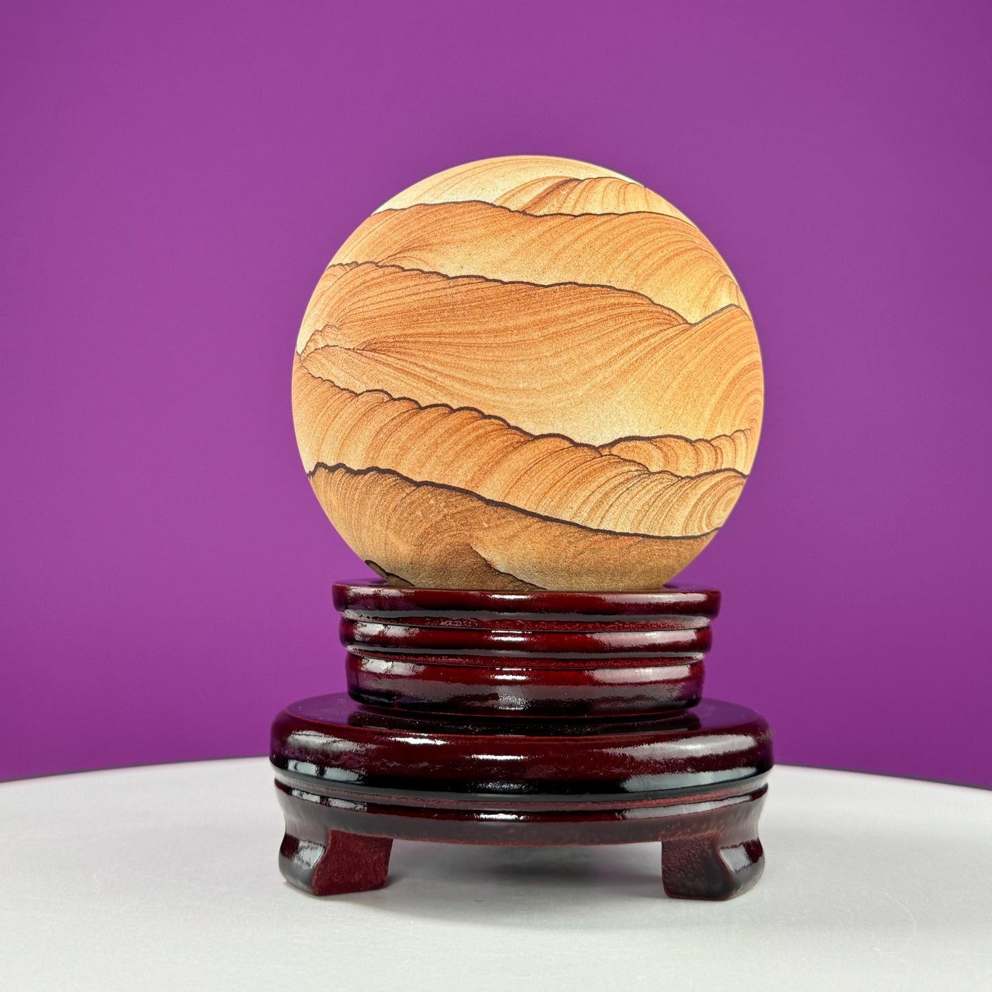 Sandstone Sphere (Utah) (Includes Spinning Wood Stand)