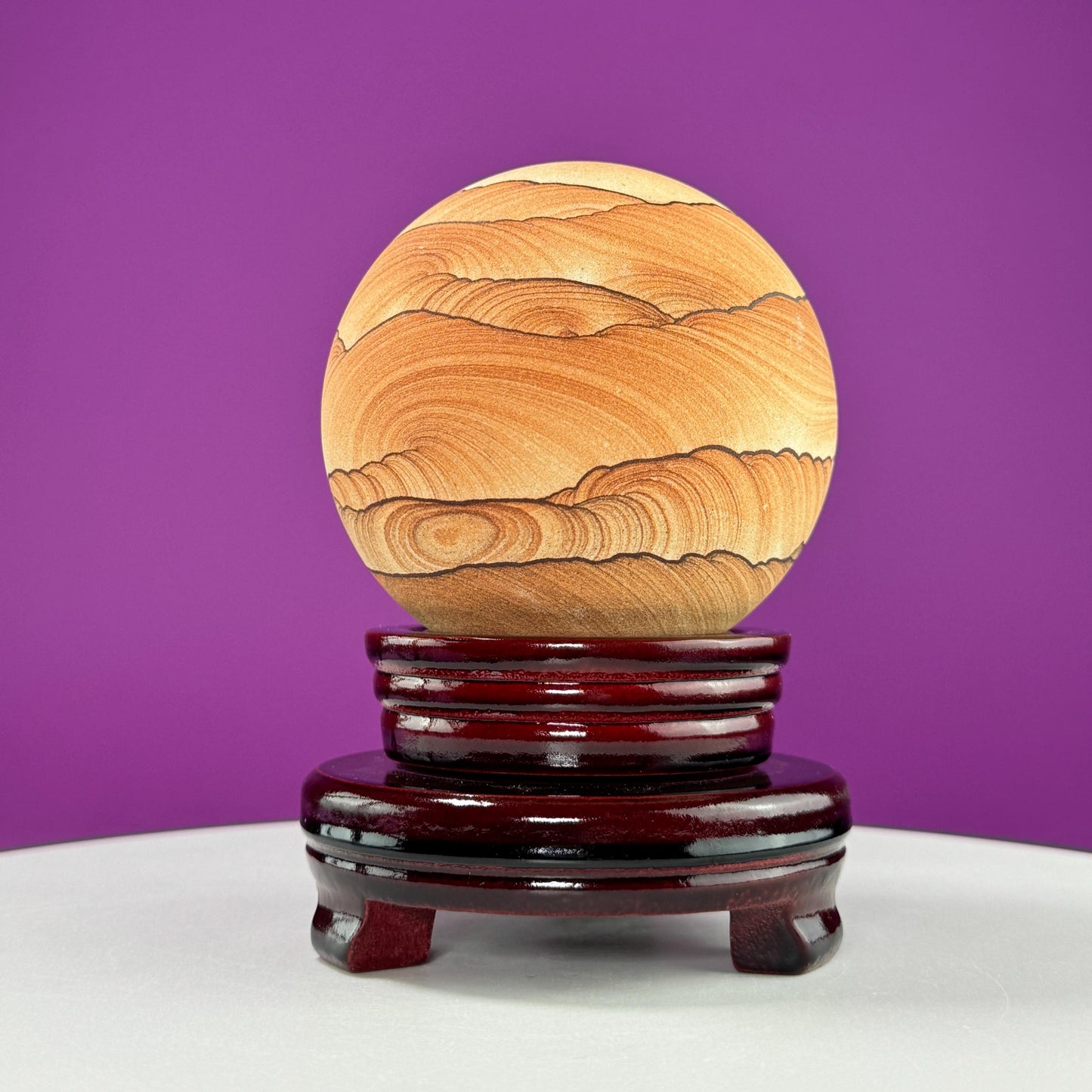 Sandstone Sphere (Utah) (Includes Spinning Wood Stand)