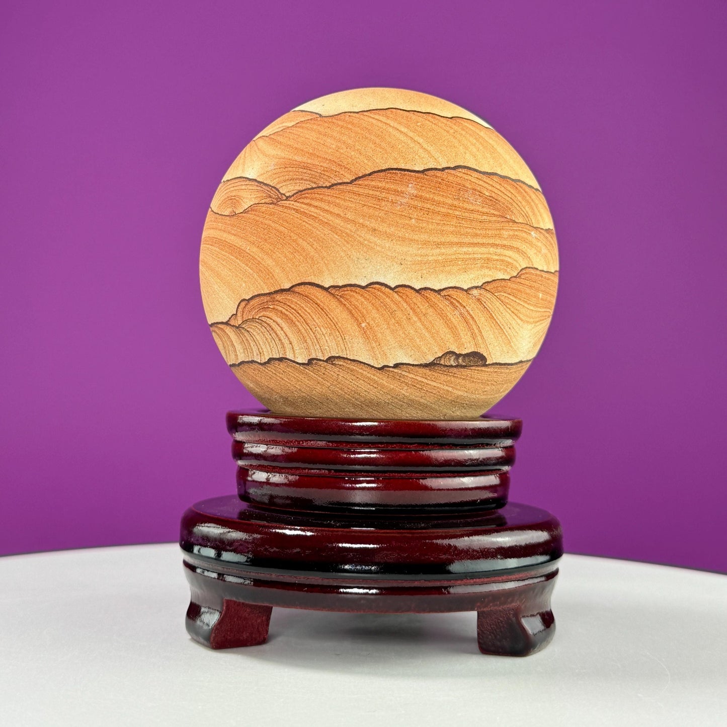 Sandstone Sphere (Utah) (Includes Spinning Wood Stand)