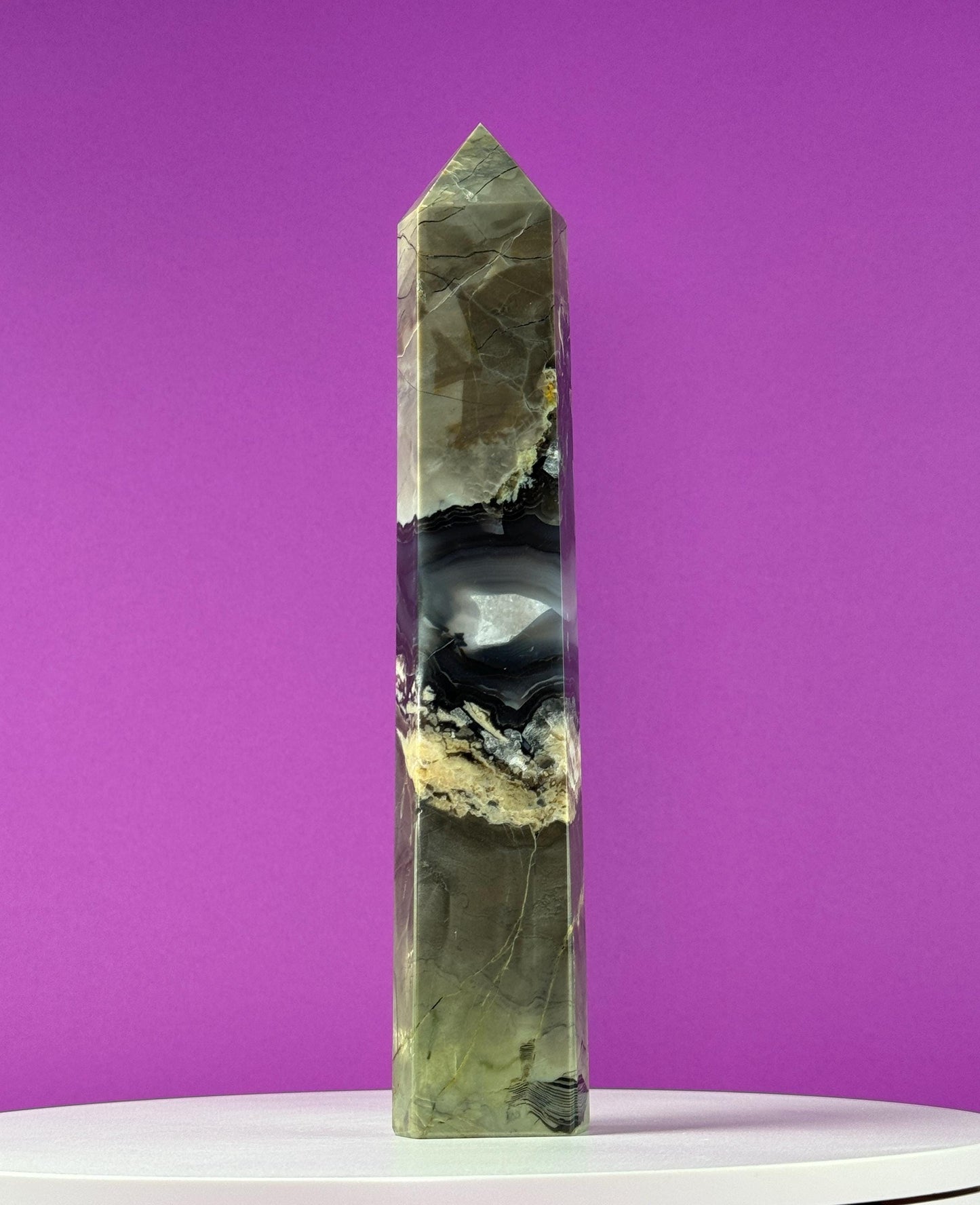 Volcanic Agate Tower, 11 Inches Tall